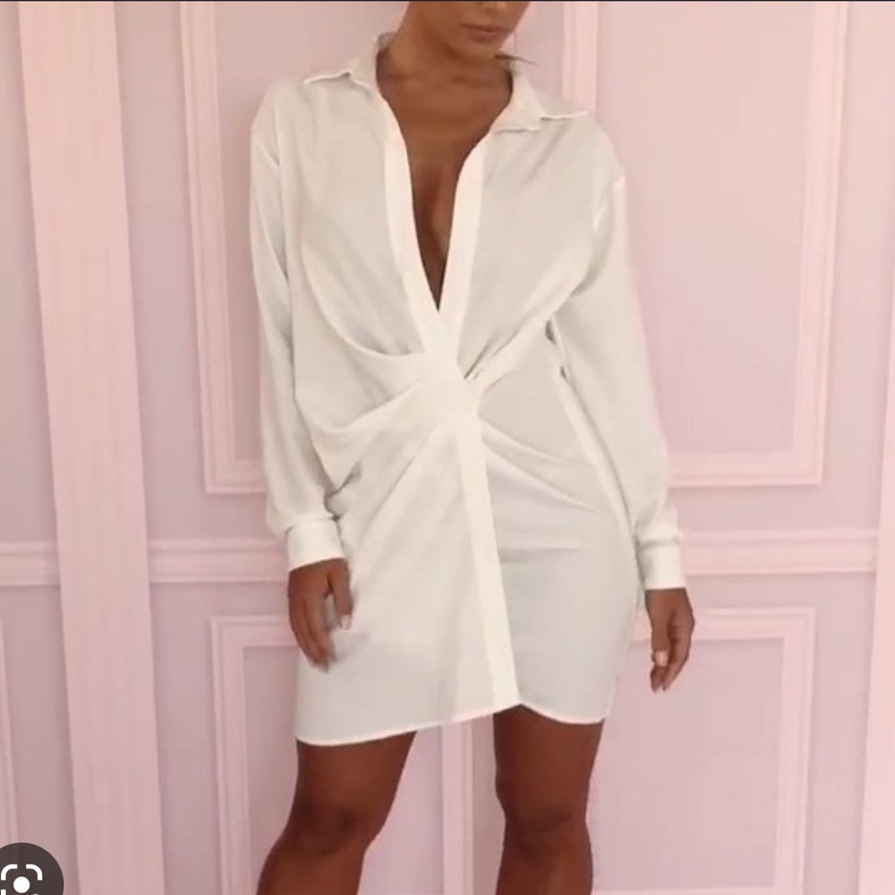 House Of CB Assata White Shirt Dress - Picture 2 of 12